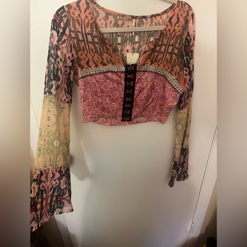 NET Free People Walk That Way Print Top - Picture 2 of 2